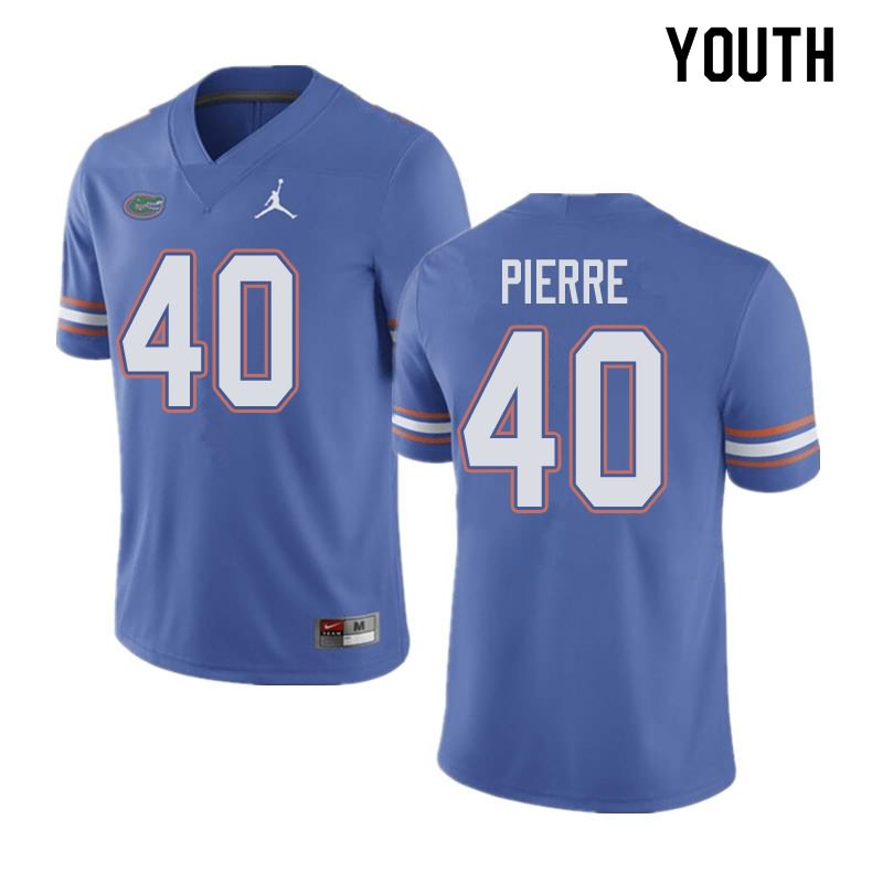 NCAA Florida Gators Jesiah Pierre Youth #40 Jordan Brand Blue Stitched Authentic College Football Jersey IZZ2264WN